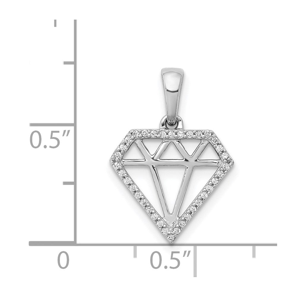 14k White Gold Diamond Gemstone-shape Pendant