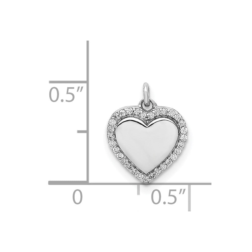 14k White Gold 1/10ct. Diamond Fancy Polished Heart Pendant