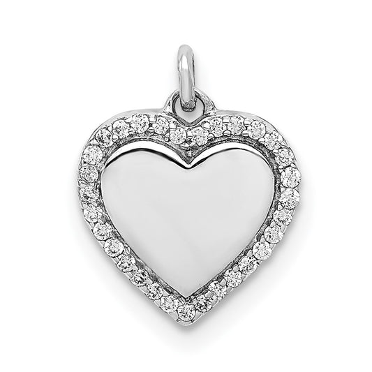 14k White Gold 1/10ct. Diamond Fancy Polished Heart Pendant