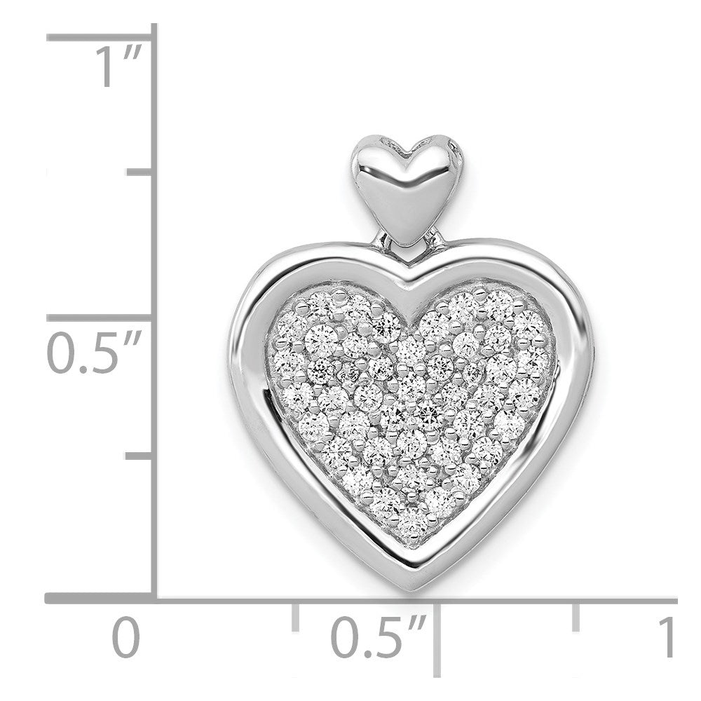 14k White Gold 1/2ct. Diamond Fancy Heart w/ Heart Bail Pendant