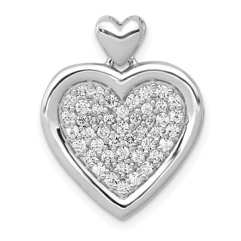 14k White Gold 1/2ct. Diamond Fancy Heart w/ Heart Bail Pendant