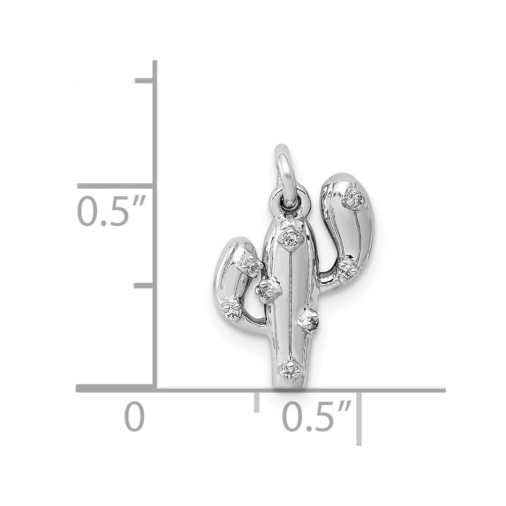 14k White Gold .03ct. Diamond Cactus Pendant