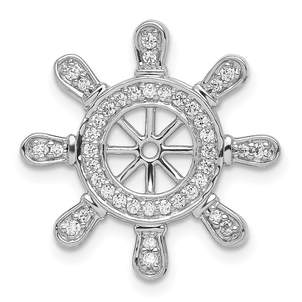 14k White Gold 1/4ct. Diamond Ship Wheel Pendant