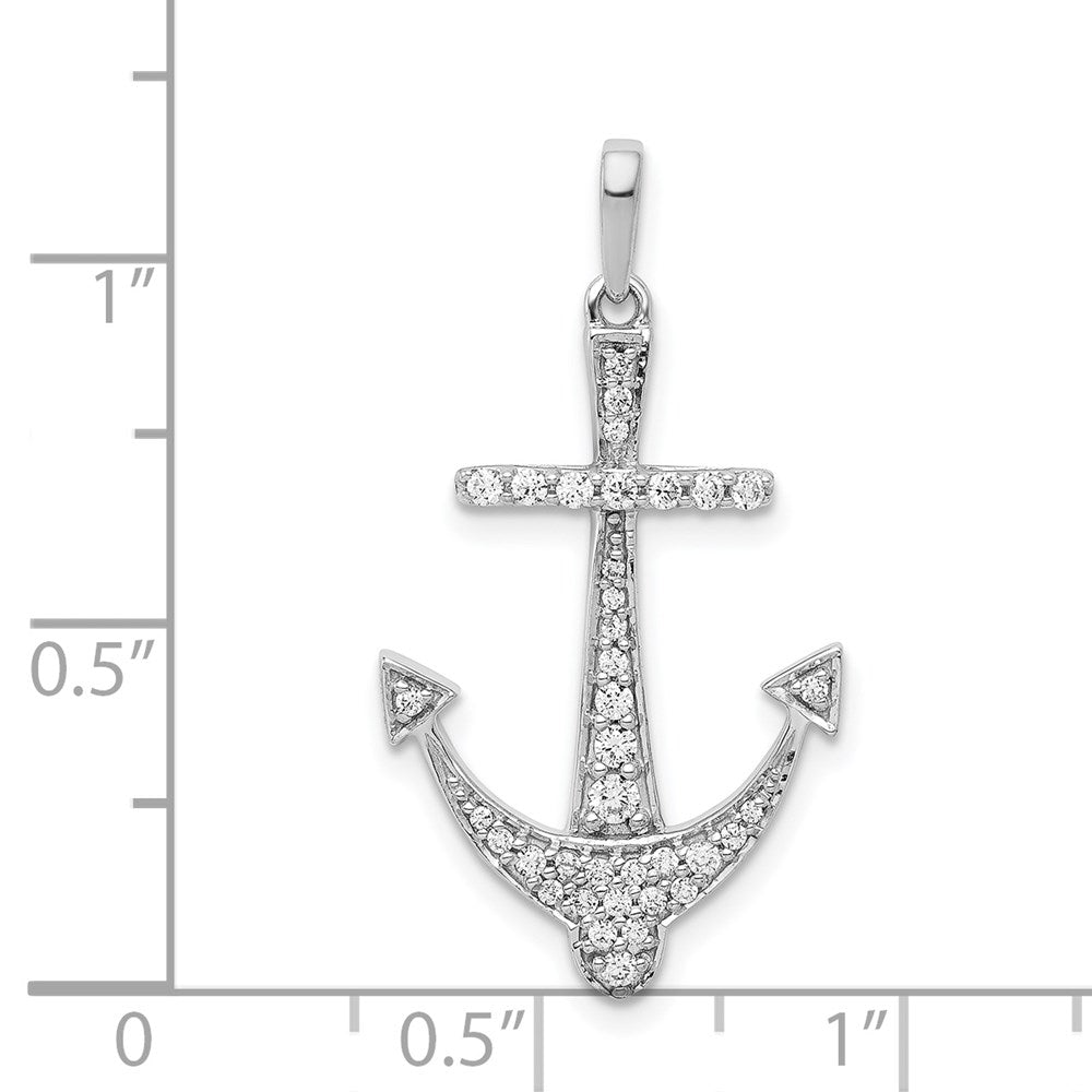 14k White Gold 1/4ct. Diamond Anchor Pendant