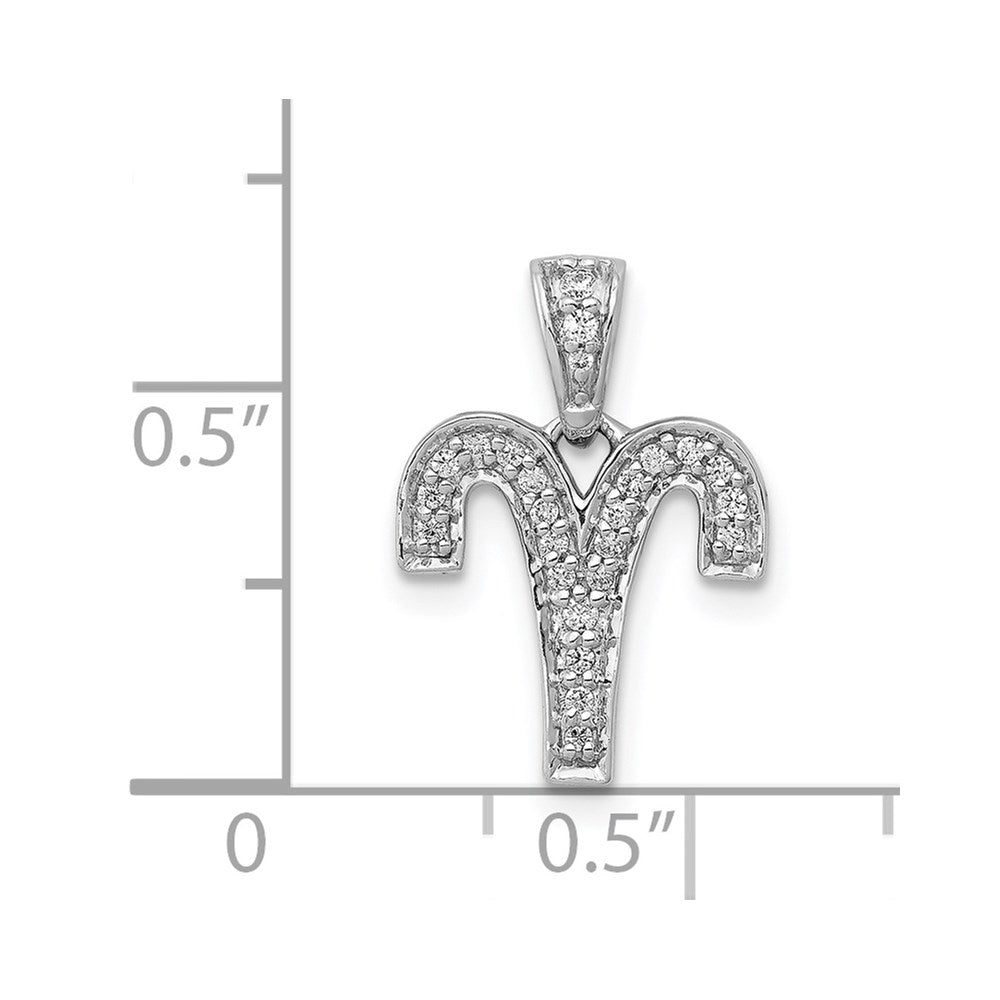 14k White Gold Diamond Aries Zodiac Pendant