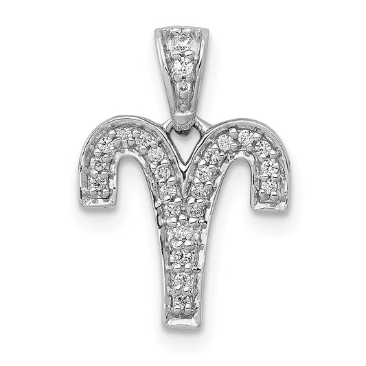 14k White Gold Diamond Aries Zodiac Pendant