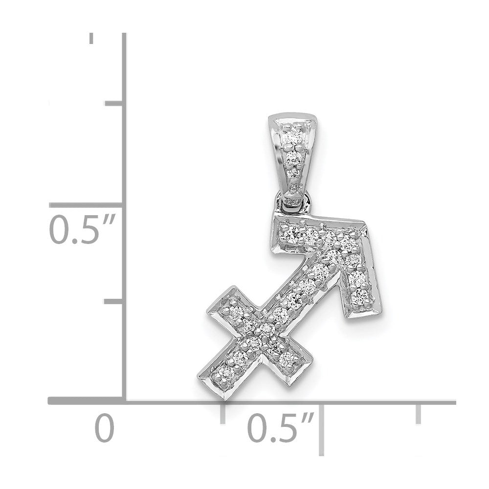 14k White Gold Diamond Sagittarius Zodiac Pendant