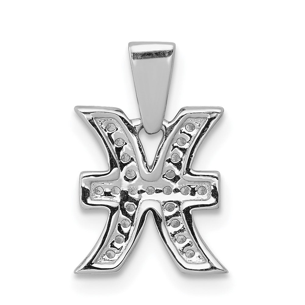 14k White Gold Diamond Pisces Zodiac Pendant
