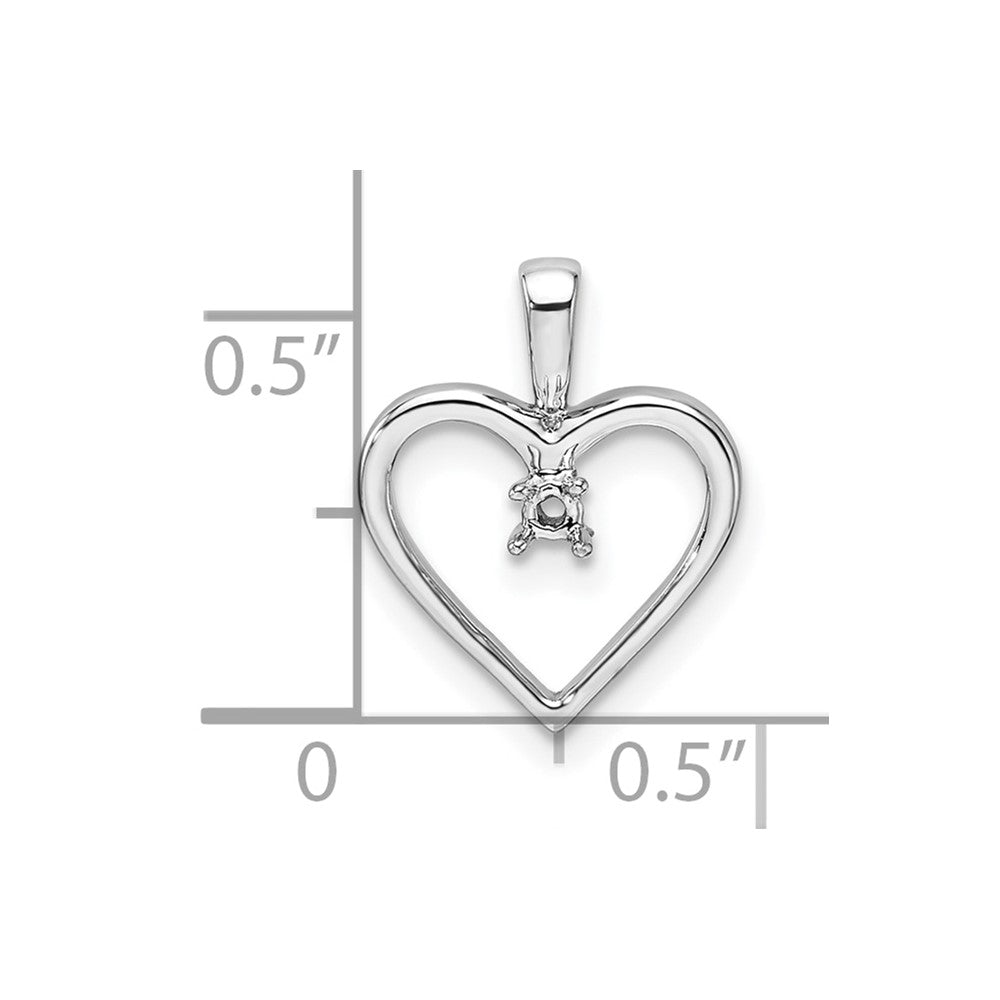 14k White Gold Heart Pendant Mounting