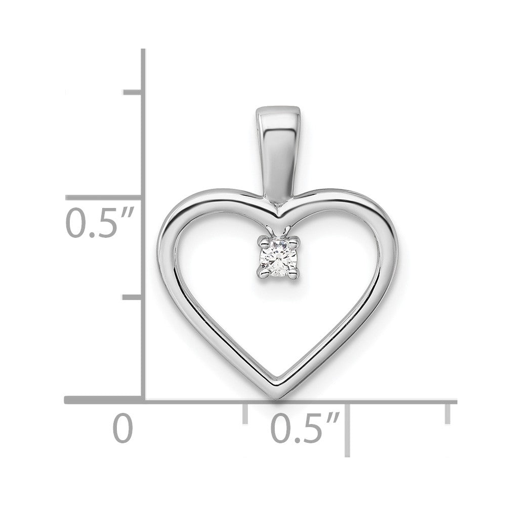 14k White Gold AA .05ct. Diamond Heart Pendant
