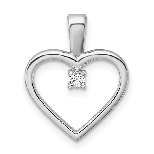 14k White Gold AA .05ct. Diamond Heart Pendant