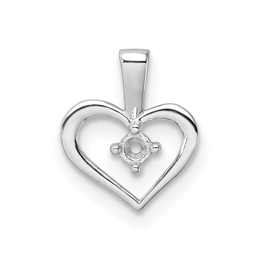 14k White Gold Heart Pendant Mounting
