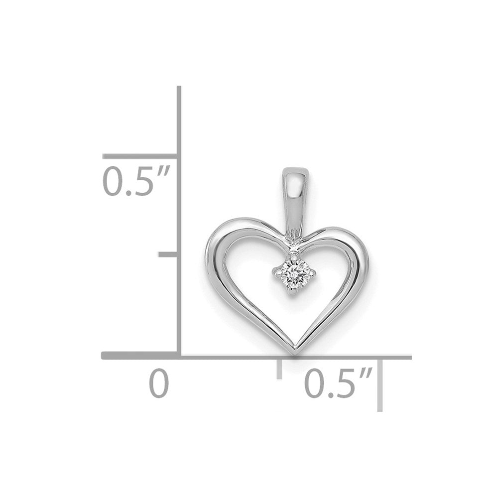 14k White Gold AA .02ct. Diamond Heart Pendant