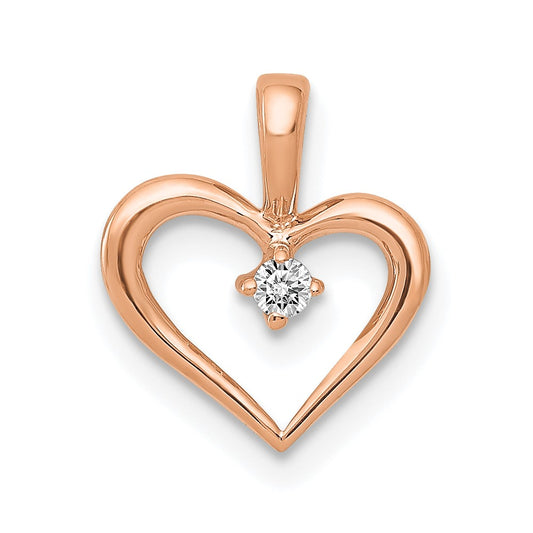 14K Rose Gold AA .05ct. Diamond Heart Pendant