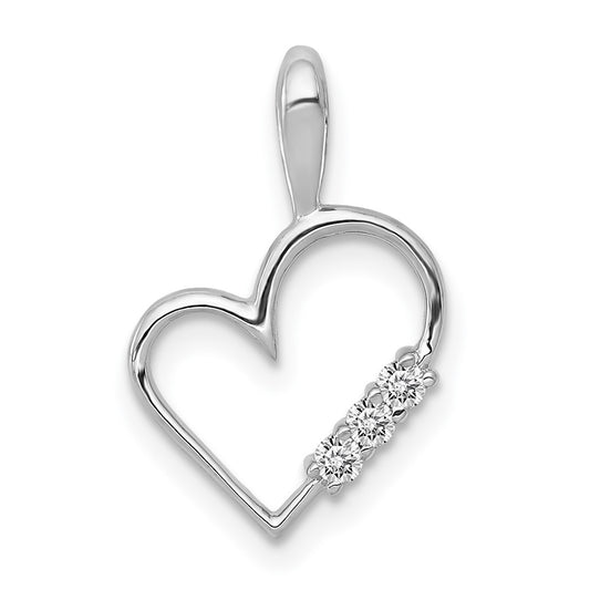14k White Gold AA 1/20ct. Diamond Heart Pendant