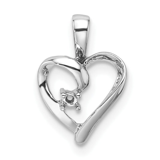 14k White Gold Heart Pendant Mounting