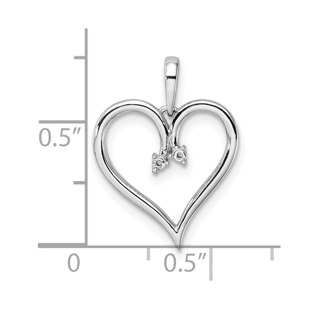 14k White Gold Heart Pendant Mounting