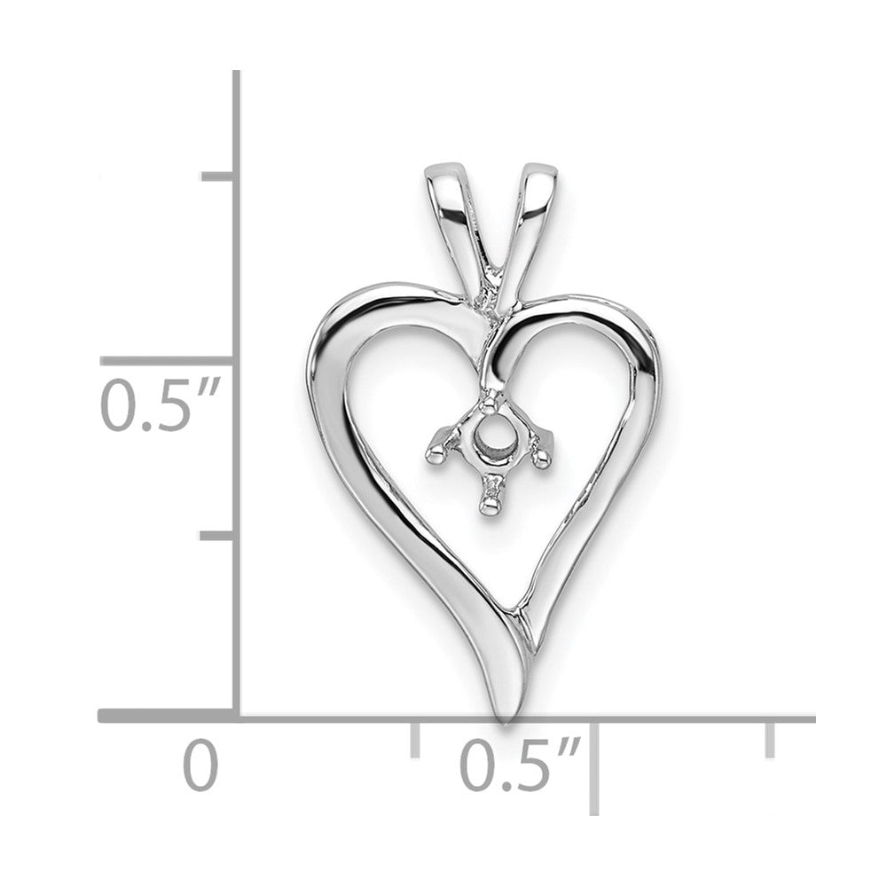 14k White Gold Heart Pendant Mounting