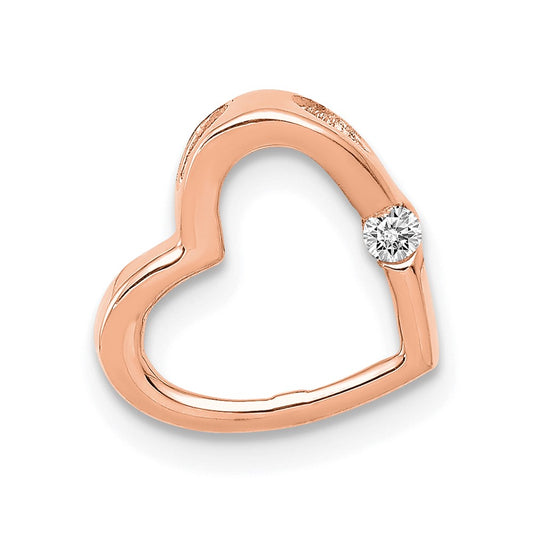 14k Rose Gold AA Diamond Heart Chain Slide