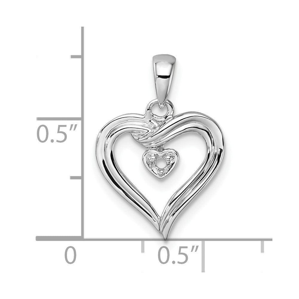 14k White Gold Heart Pendant Mounting