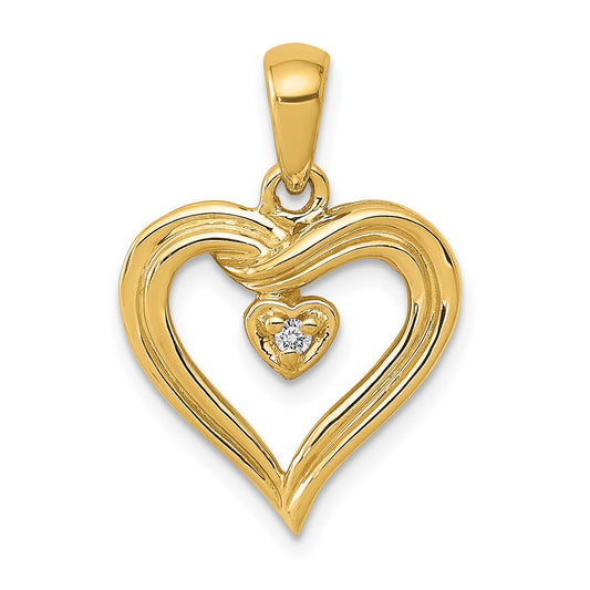 14k AA Diamond Heart Pendant