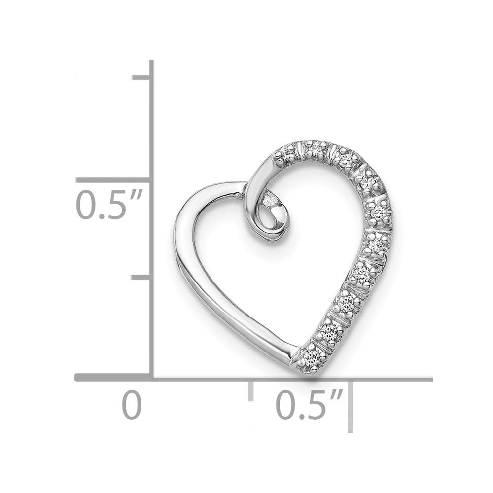 14k White Gold 1/20ct. Diamond Heart Chain Slide