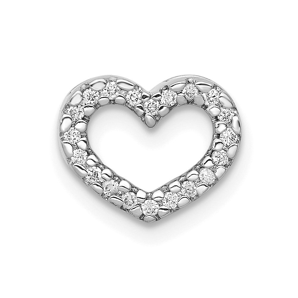 14k White Gold 1/15ct. Diamond Heart Chain Slide
