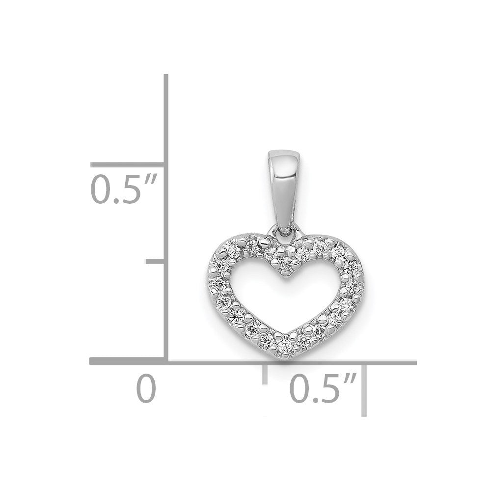 14k White Gold .03ct. Diamond Heart Pendant