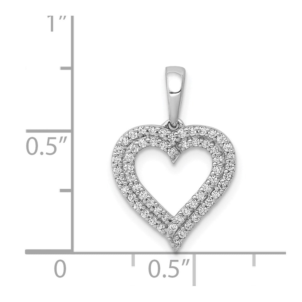 14k White Gold 1/4ct. Diamond 2-row Heart Pendant