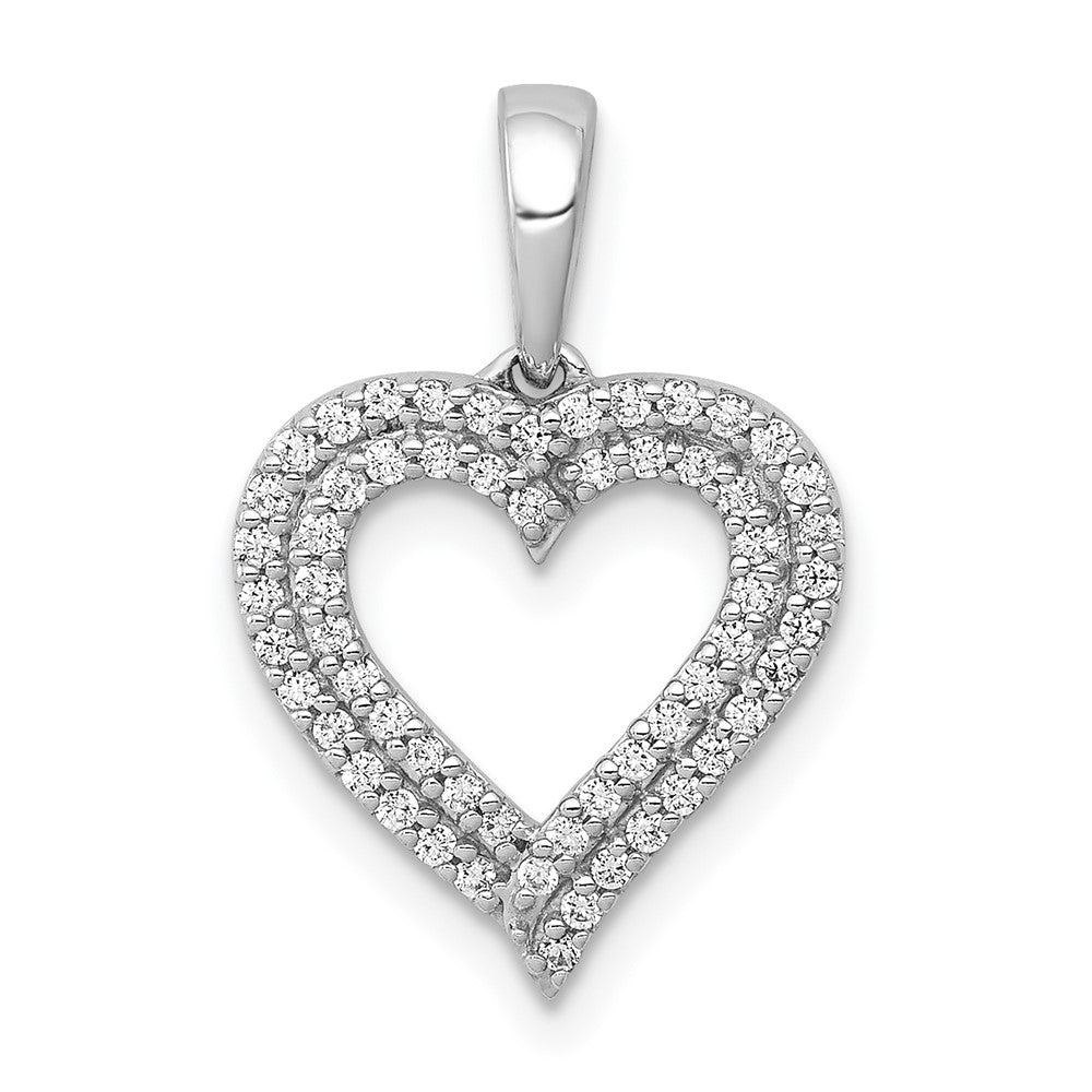 14k White Gold 1/4ct. Diamond 2-row Heart Pendant