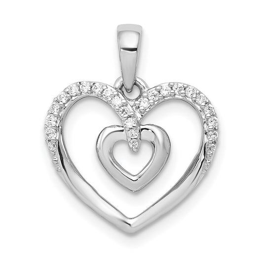 14k White Gold 1/10ct. Diamond Double Heart Pendant