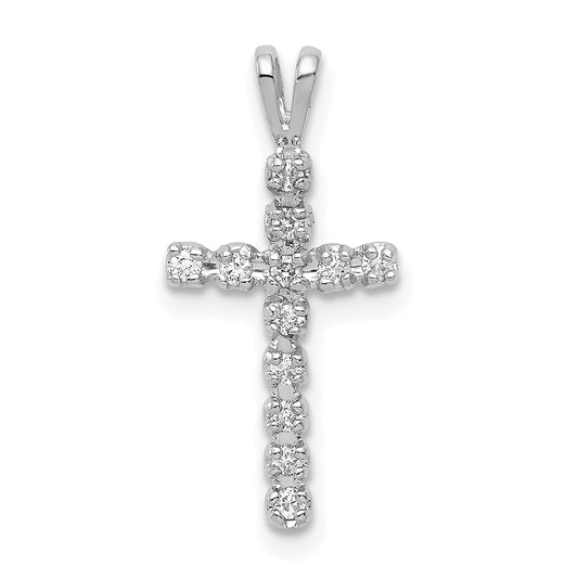 14k White Gold AA 1/8ct. Diamond Latin Cross Pendant