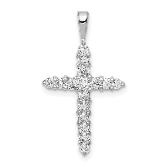 14k White Gold AA 1/2ct. Diamond Cross Pendant