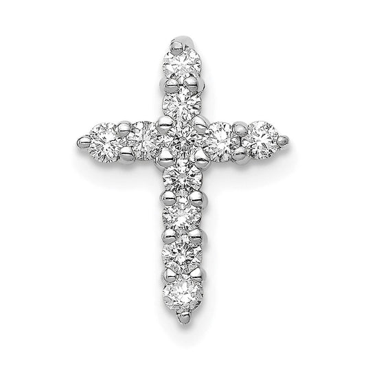 14k White Gold AA 1/3ct. Diamond Cross Pendant