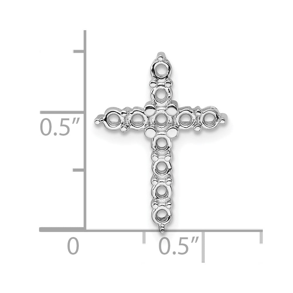 14k White Gold Diamond Cross Chain Slide Mounting