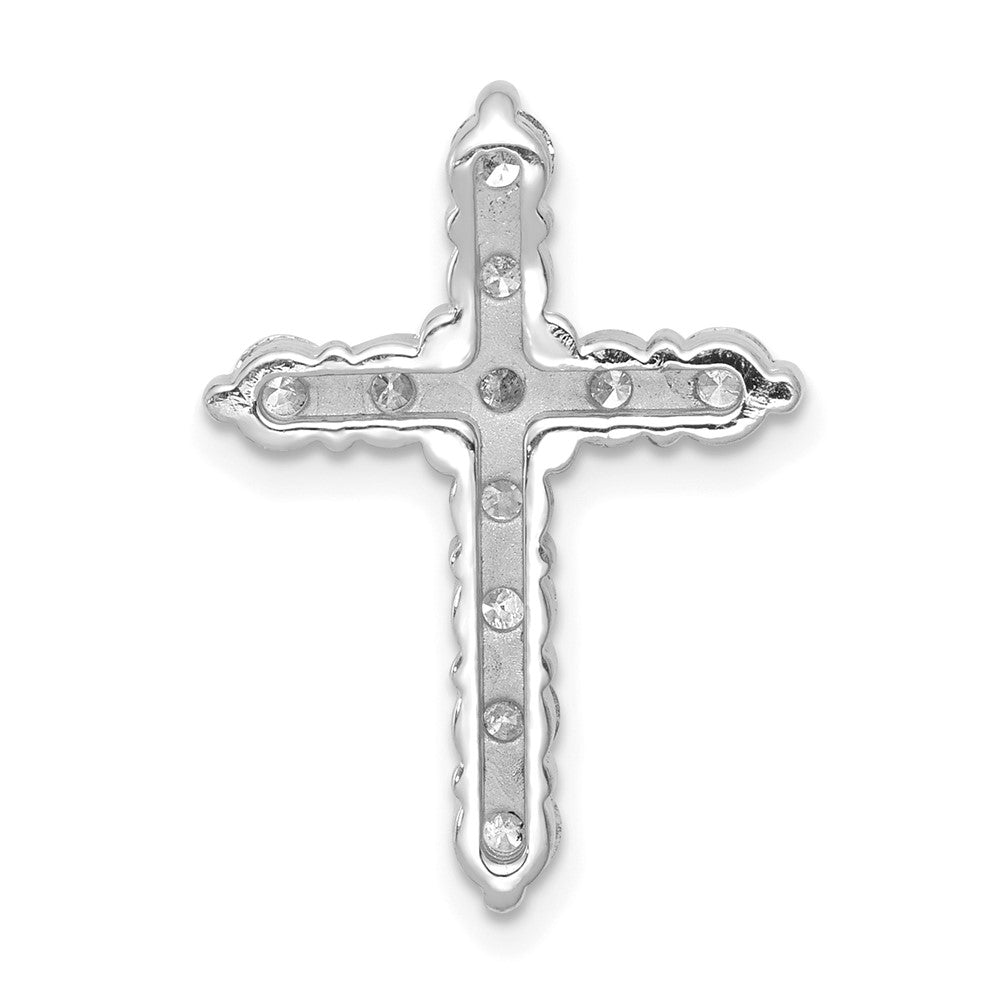 14k White Gold AA 1ct. Diamond Cross Chain Slide