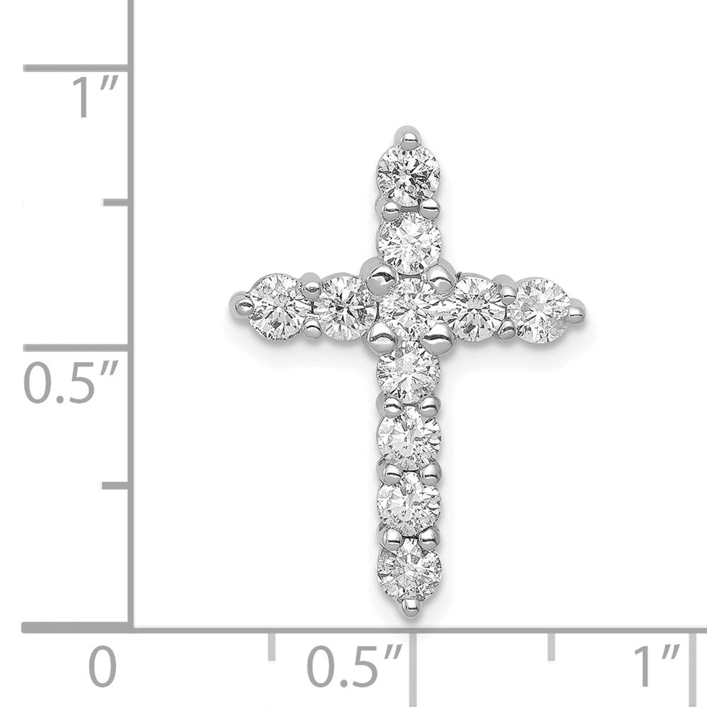 14k White Gold AA 1ct. Diamond Cross Chain Slide