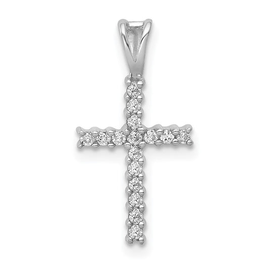 14k White Gold 1/6ct. Diamond Latin Cross Pendant