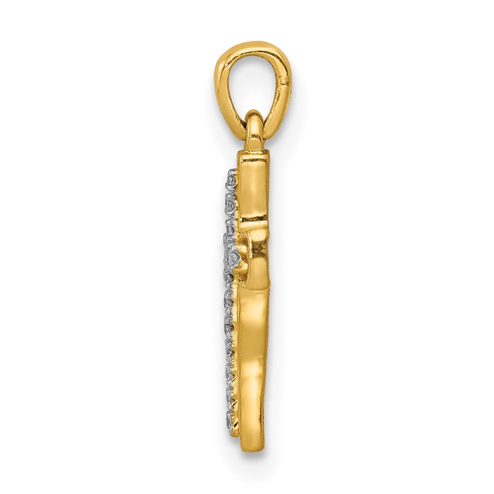 14k and Rhodium 1/20ct. Diamond Cross Pendant