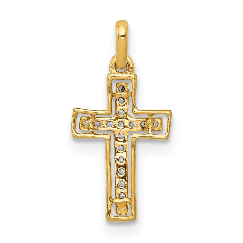 14k and Rhodium 1/20ct. Diamond Cross Pendant