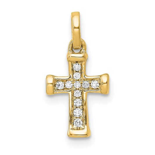 14k Small 1/20ct. Diamond Latin Cross Pendant