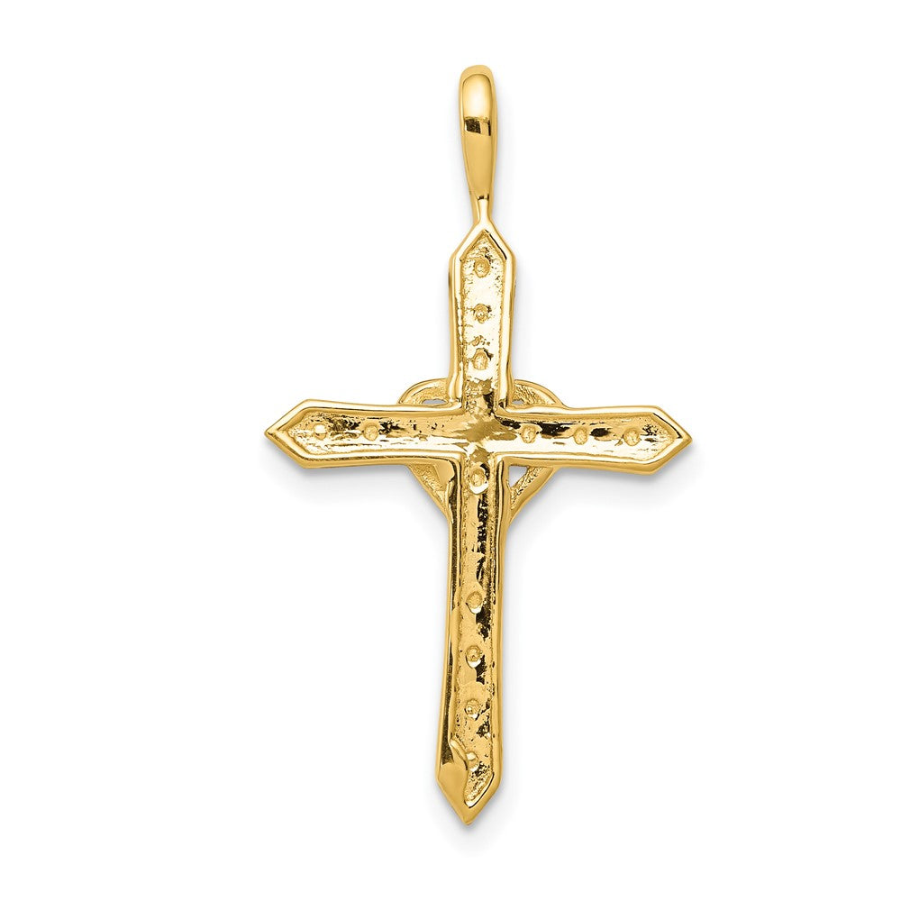 14k AA 1/10ct. Diamond Heart Cross Pendant