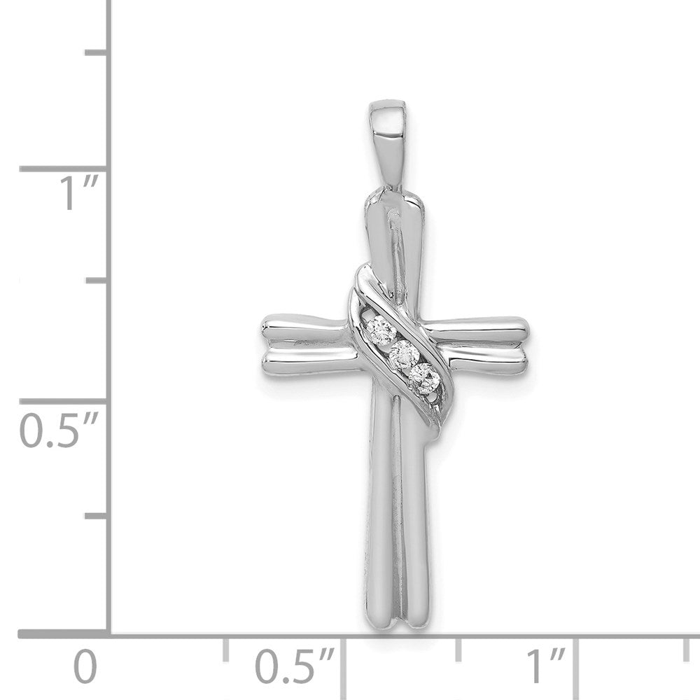 14k White Gold AA Diamond Cross Pendant