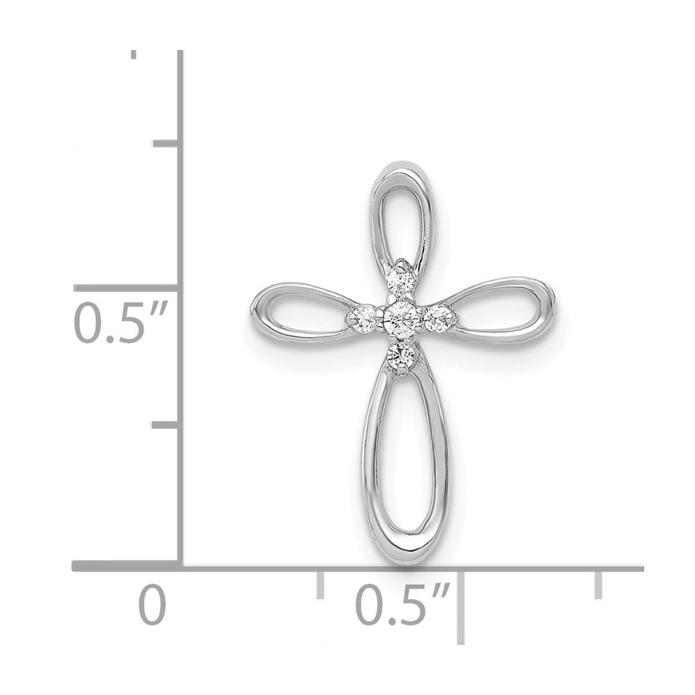 14k White Gold 1/20ct. Diamond Cross Chain Slide