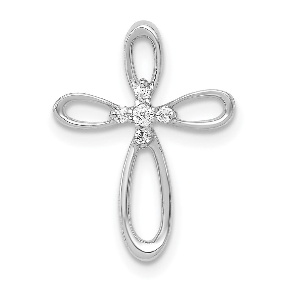 14k White Gold 1/20ct. Diamond Cross Chain Slide
