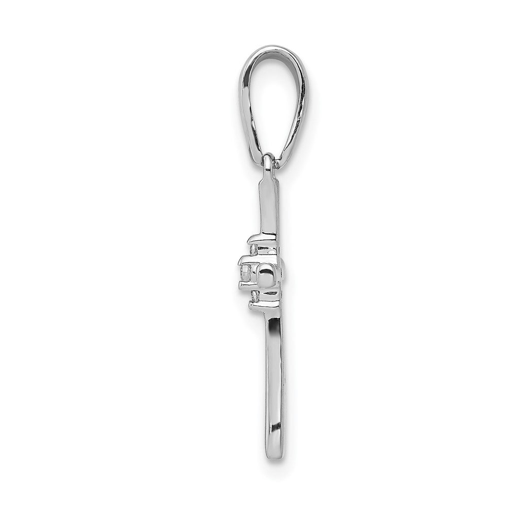 14k White Gold .02ct. Diamond Cross Pendant