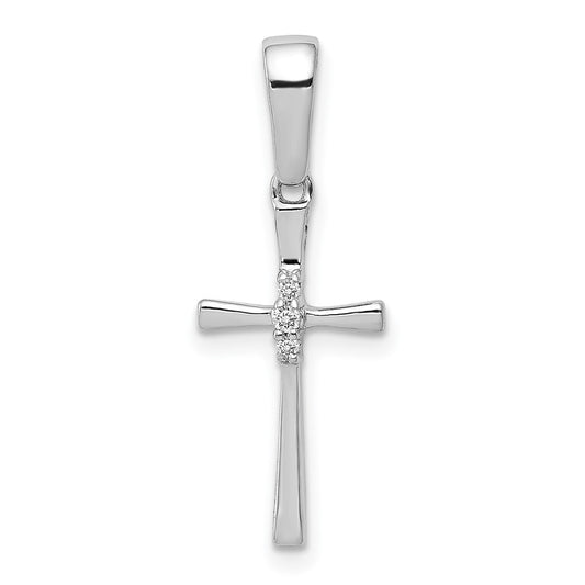 14k White Gold .02ct. Diamond Cross Pendant