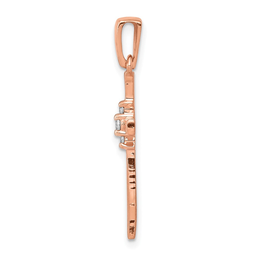 14k Rose Gold .03ct. Diamond Cross Pendant