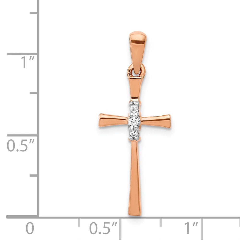 14k Rose Gold .03ct. Diamond Cross Pendant