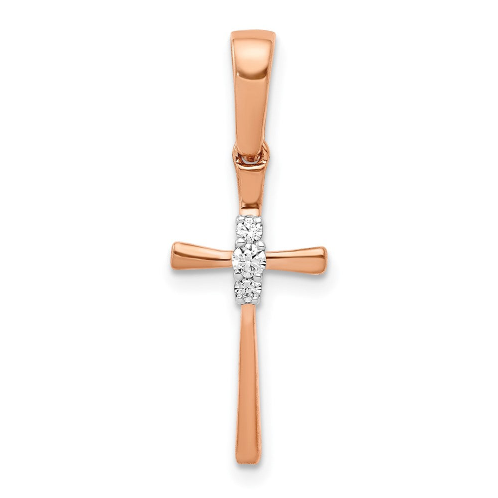 14k Rose Gold 1/20ct. Diamond Cross Pendant